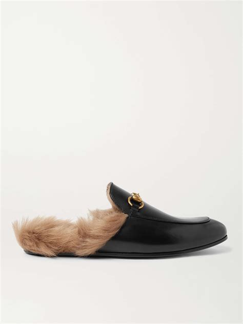 gucci fox fur loafers|gucci fur lined loafer.